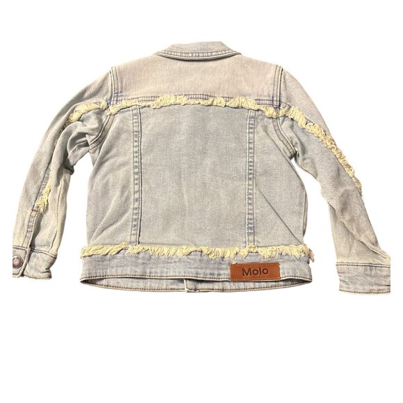 Kids Molo 4Y Distressed Light Wash Denim Jacket With Frayed Details NWT - Picture 3 of 3